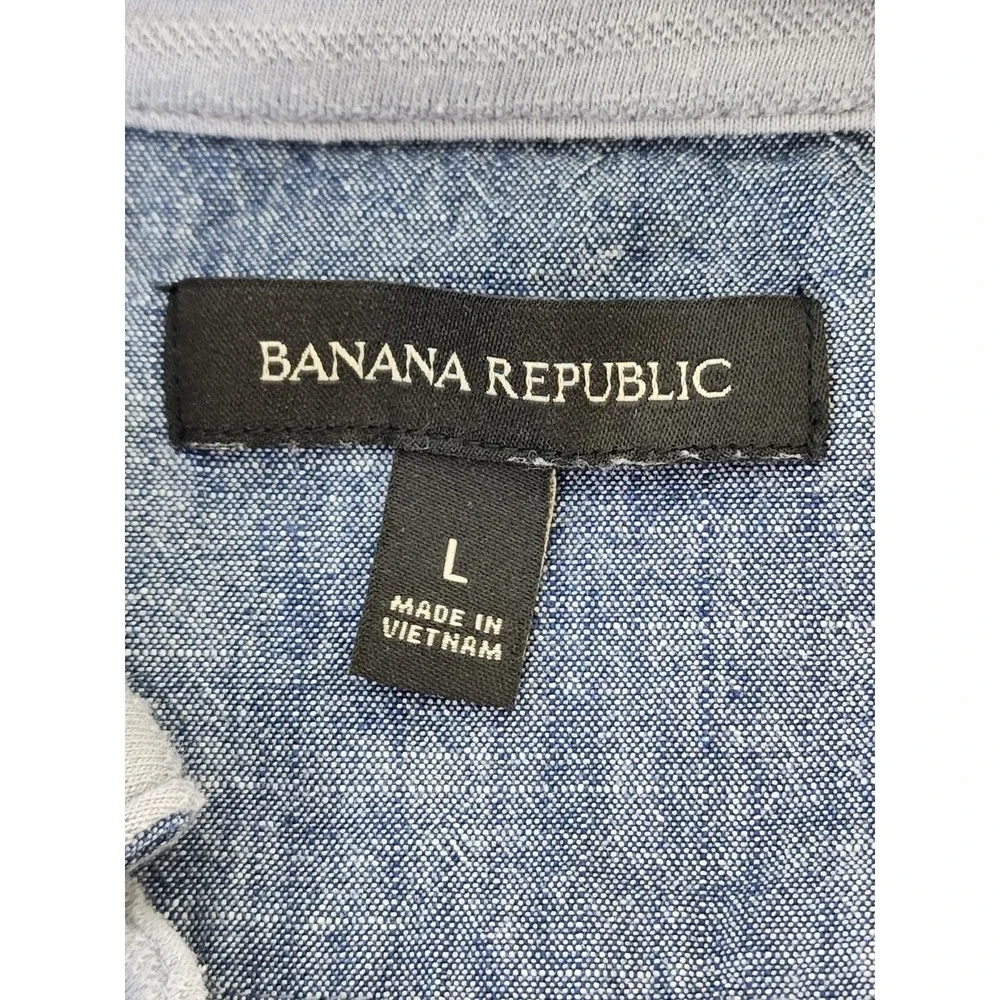 Banana Republic Men's Large Gray Polo Shirt‎ Double Pocket Tee
